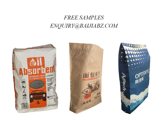 La bolsa de papel absorbente de Multiwall Kraft del derramamiento líquido modificó 20kg para requisitos particulares 25kg