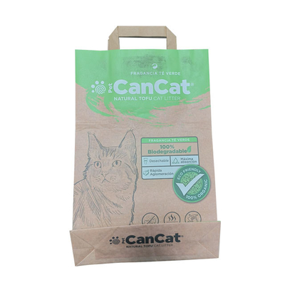 Bolsas de papel biodegradables de Kraft para Cat Litter Packaging Custom Print