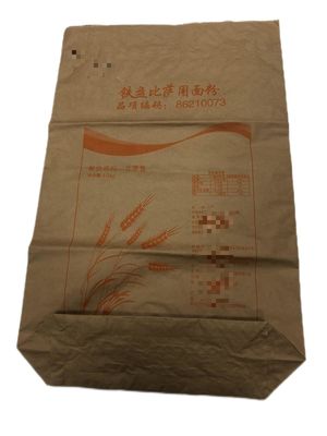 Bolsas de papel de pared múltiple de fondo cuadrado para harina con logotipo personalizado