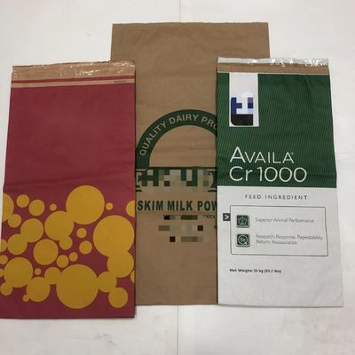 Bolsas de papel impresas personalizadas de paredes múltiples Bolsas Kraft con PE incorporado
