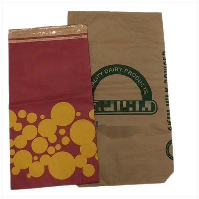 Bolsa de papel de sello térmico de logotipo personalizado Bolsa de papel de paredes múltiples de color marrón blanco