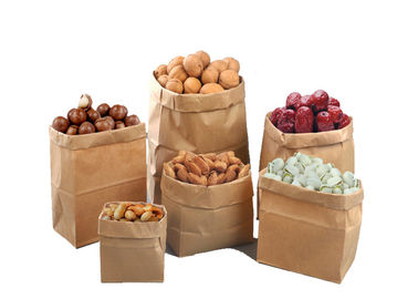 Impresión delicada modificada para requisitos particulares bolsos planos de Flexo de la categoría alimenticia del tamaño del sellado caliente de Brown Kraft