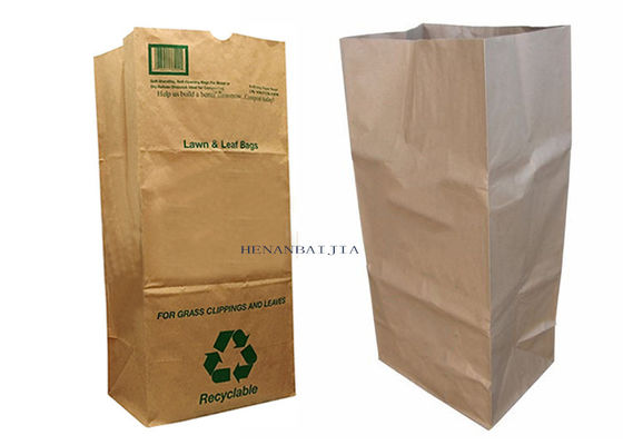 Bolsos de basura inútiles de Brown de la hoja de la hierba del jardín del césped de papel de la bolsa de la basura biodegradable de la basura