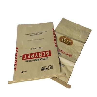 Bolsa de papel Kraft marrón cosida doble Bolsa de papel de costura de carga fuerte de alta resistencia a la tracción