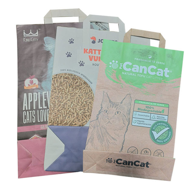 6L 10L soldó el queso de soja vacío Cat Litter Bag Custom Printed de la manija en caliente lateral del escudete