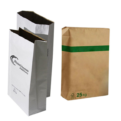 La categoría alimenticia 3layer pegó las bolsas de papel 25kg Flexo de Multiwall de la válvula impreso
