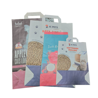 bolsa de papel impresa aduana de 5kg 10kg con el queso de soja vacío Cat Litter Bag de la manija