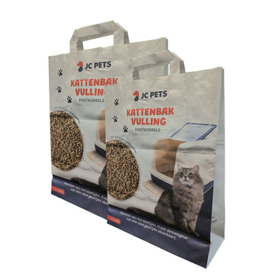 bolsa de papel impresa aduana de 5kg 10kg con el queso de soja vacío Cat Litter Bag de la manija