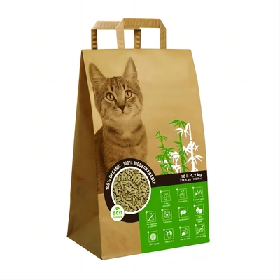 Bolsas de papel biodegradables impresas de encargo de ISO9001 6L 10L para Cat Litter Packaging
