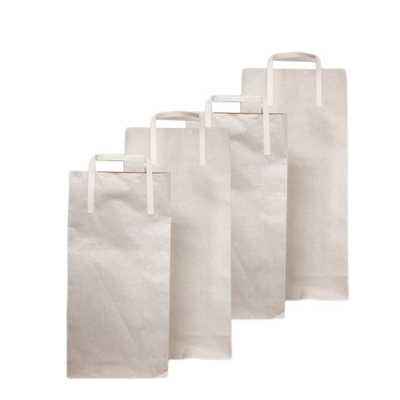 Los bolsos de empaquetado de papel de Kraft de la harina de trigo del OEM modificaron la impresión para requisitos particulares de la manija lateral del escudete