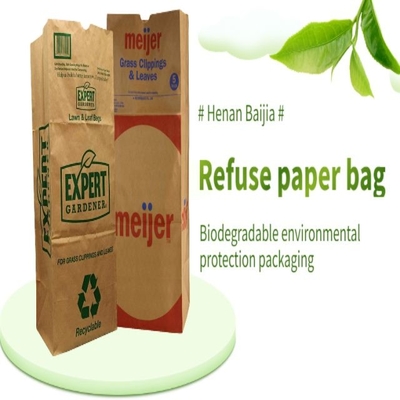 Logotipo de encargo biodegradable de las bolsas de papel de la hoja del césped de 30 galones aceptado