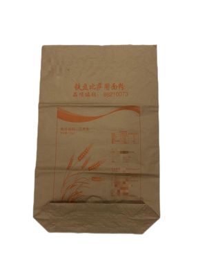 Bolsas de papel de pared múltiple de fondo cuadrado para harina con logotipo personalizado