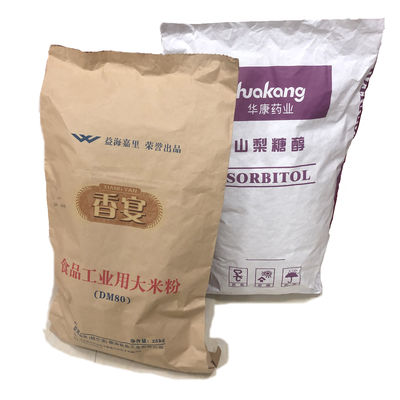 Bolsas de papel kraft de pared múltiple de color blanco marrón personalizado impresas para envases industriales de polvo y gránulos