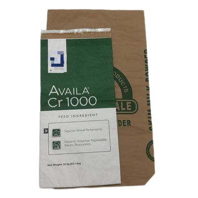 Bolsa de papel de sello térmico de logotipo personalizado Bolsa de papel de paredes múltiples de color marrón blanco