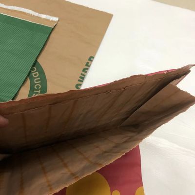 Bolsa de papel de sello térmico de logotipo personalizado Bolsa de papel de paredes múltiples de color marrón blanco