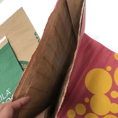 Bolsas de papel impresas personalizadas de paredes múltiples Bolsas Kraft con PE incorporado