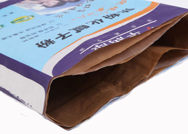 Las bolsas de papel 3 de Multiwall Kraft de la impresión de Flexo manejan 20kg 40kg Mouldproof a prueba de humedad