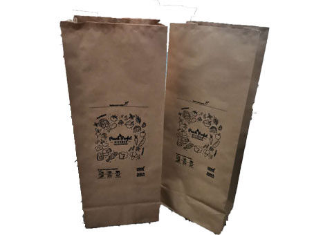 La basura biodegradable del papel de la impresión de Brown Flexo empaqueta la parte inferior de hojas caducas del cuadrado del bolso del bolso de basura