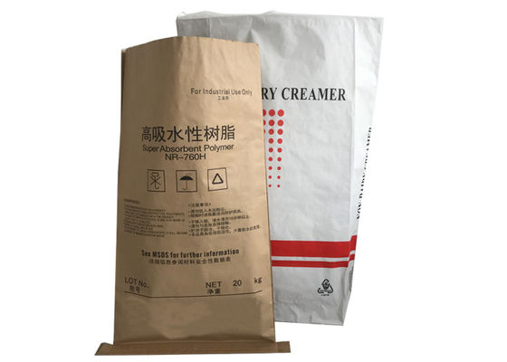 bolsa de papel blanca de Brown Kraft de la capa doble de 15kg 20kg 25kg para empaquetar