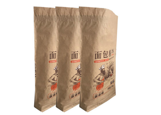 bolsa de papel de empaquetado de la categoría alimenticia de la protección de la humedad de las bolsas de papel de 25kg Multiwall Kraft