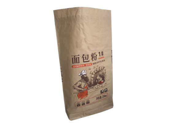 Acepte la bolsa de papel de encargo de 2ply 3ply Brown Kraft para el empaquetado del maíz de harina
