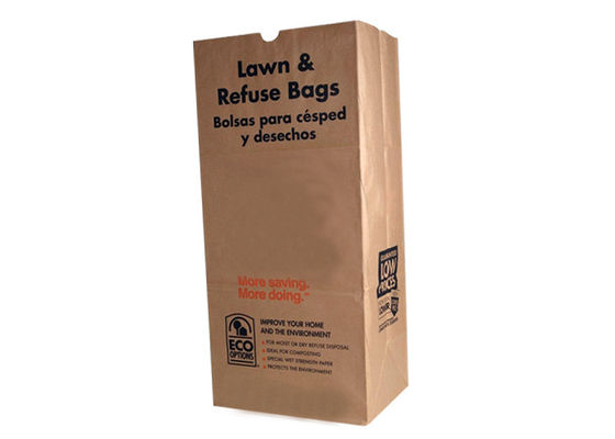 bolsas de papel grandes del césped de 4ply Kraft para los bolsos del césped y de la basura del papel usado de restos de jardinería
