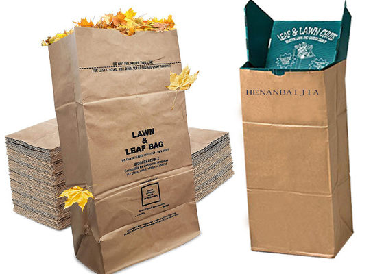 los restos de jardinería del papel de 30 galones 110L empaquetan las bolsas de papel biodegradables del césped