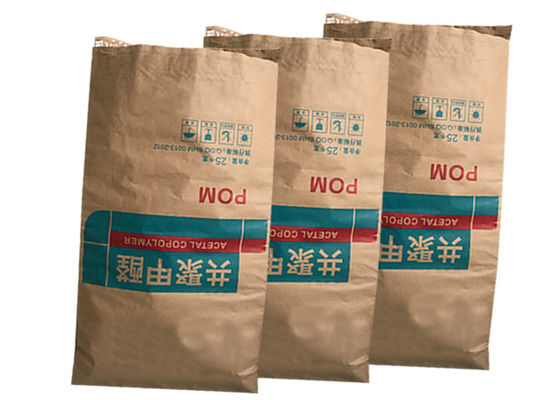 Sacos abiertos de las bolsas de papel de Multiwall Kraft de la boca del derretimiento de las bolsas de papel inferiores adhesivas calientes del pellizco