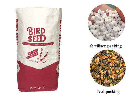 25kg Logo Paper Poultry Feed Bag de encargo para la alimentación Cat Litter Seed del perro