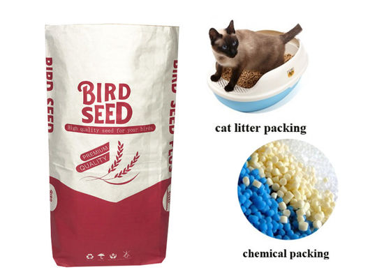 Bolsa de papel inferior del perro del cuadrado a prueba de humedad de la alimentación Cat Litter Animal Feed Seed para el pájaro
