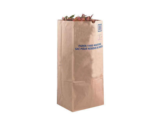 Apertura fácil biodegradable de las bolsas de papel del césped de Kraft Brown