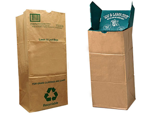 Las bolsas de papel biodegradables grandes de la hoja del césped empapelan el bolso abonable del papel usado de restos de jardinería de la basura