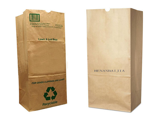 Apertura fácil biodegradable de las bolsas de papel del césped de Kraft Brown
