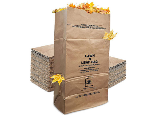 Apertura fácil biodegradable de las bolsas de papel del césped de Kraft Brown