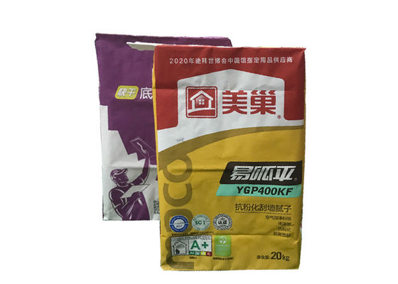 bolsas de papel de la válvula de 20kg 25kg para el polvo de empaquetado Multiwall material blanco