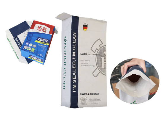 Saco pegado biodegradable de encargo de la válvula de la impresión con la película opcional del PE o el trazador de líneas del PE