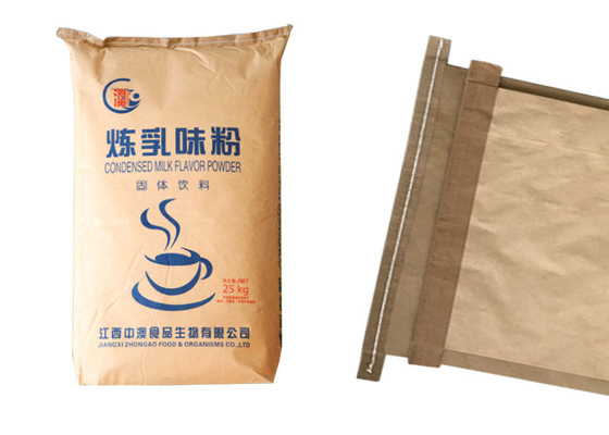Bolsas de papel cosidas inferiores planas de tragante abierto de 20kg Multiwall bolsa de papel del paquete de 25 kilogramos