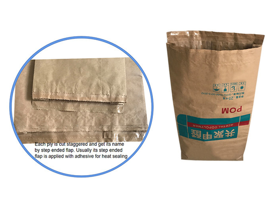 25kg 20kg 2 capas o 3 capas + sacos de papel de Brown Kraft de las bolsas de papel de Multiwall del trazador de líneas del PE