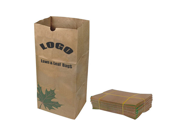 Bolsas de papel de papel resistentes Brown del césped de Kraft 30 galones de hoja de los restos de jardinería