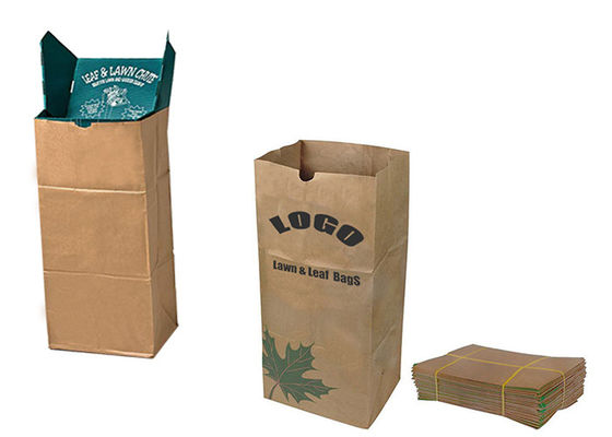 Bolsa de papel abonable de la hoja del césped de los restos de jardinería a prueba de humedad con el logotipo de encargo