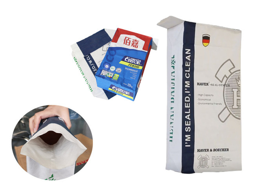 Película pegada sustancia química de las bolsas de papel de múltiples paredes PE de la válvula de la impresión de Flexo 2 capas