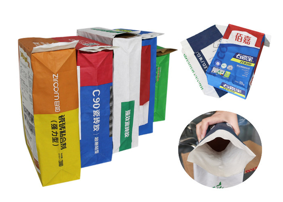 saco impreso aduana de la válvula de la bolsa de papel de 15kg Multiwall Kraft para el paquete del papel del cemento