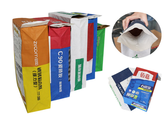 Película pegada sustancia química de las bolsas de papel de múltiples paredes PE de la válvula de la impresión de Flexo 2 capas