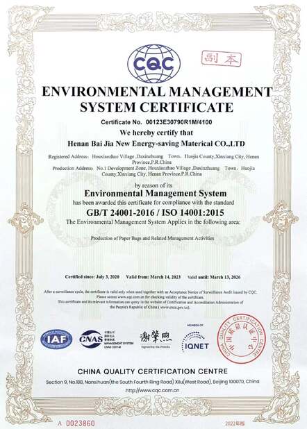 CHINA Henan Baijia New Energy-saving Materials Co., Ltd. certificaciones